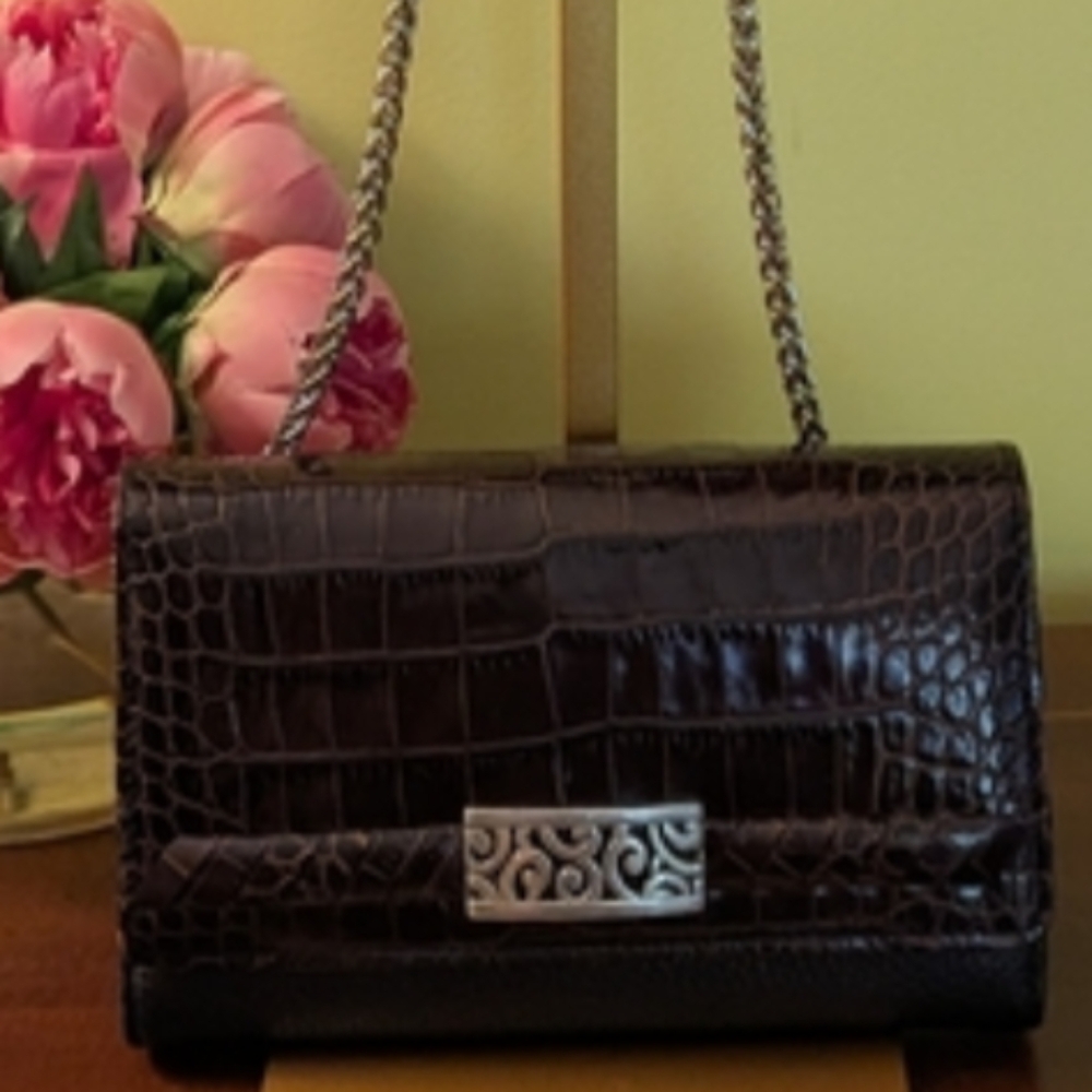 EUC Brighton 🤎 Croc-Embossed Large Crossbody